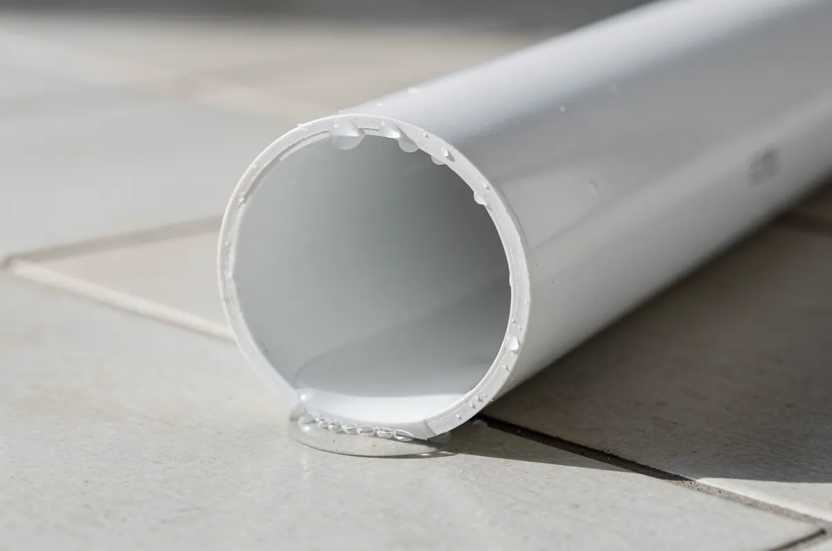 Cano de PVC aberto com água