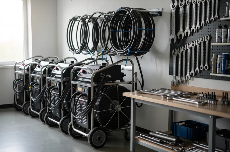 Equipamentos de desentupimento em oficina