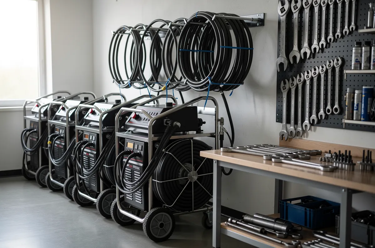 Equipamentos de desentupimento em oficina